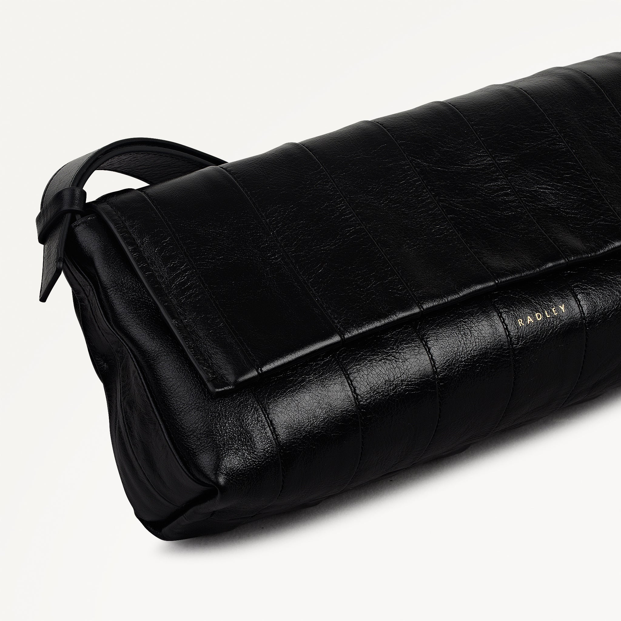 The Annabel - Stripe Medium Flapover Shoulder Black - 113072