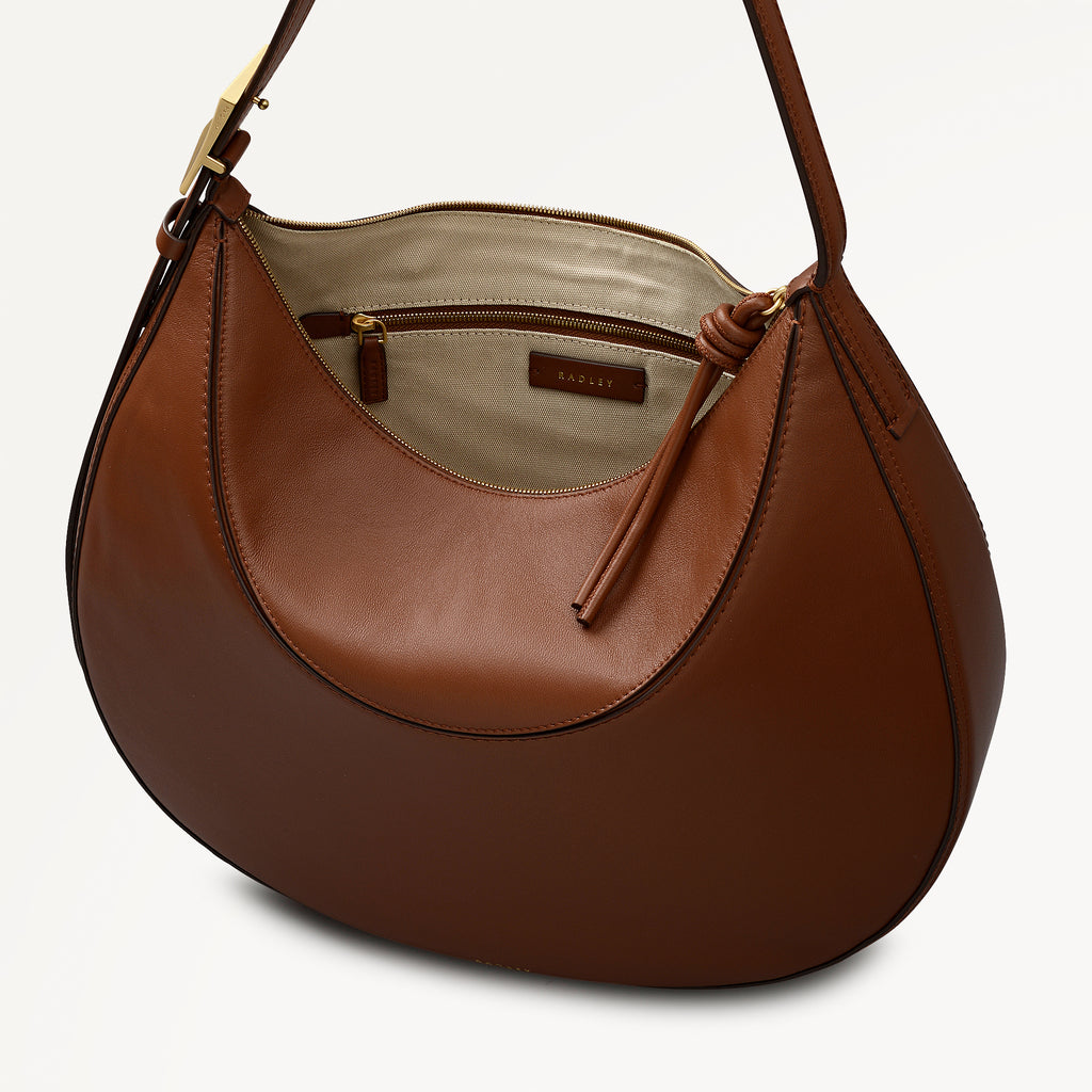 Bliss Crescent Large Ziptop Shoulder Cognac - 113090