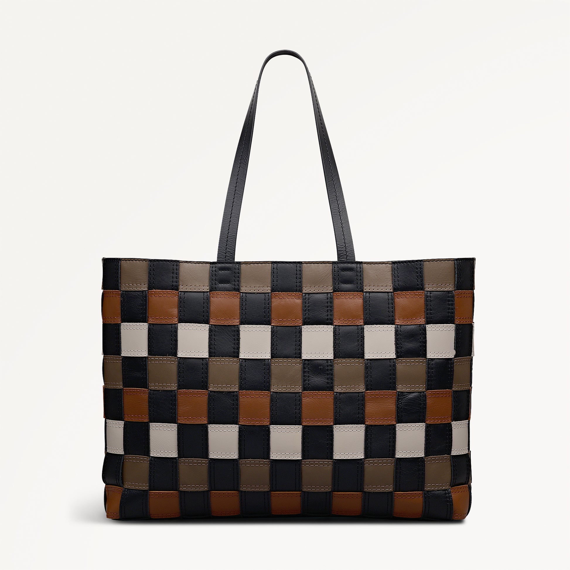 The Abbey - Patchwork Extra Large Open Top Tote Black - 113093