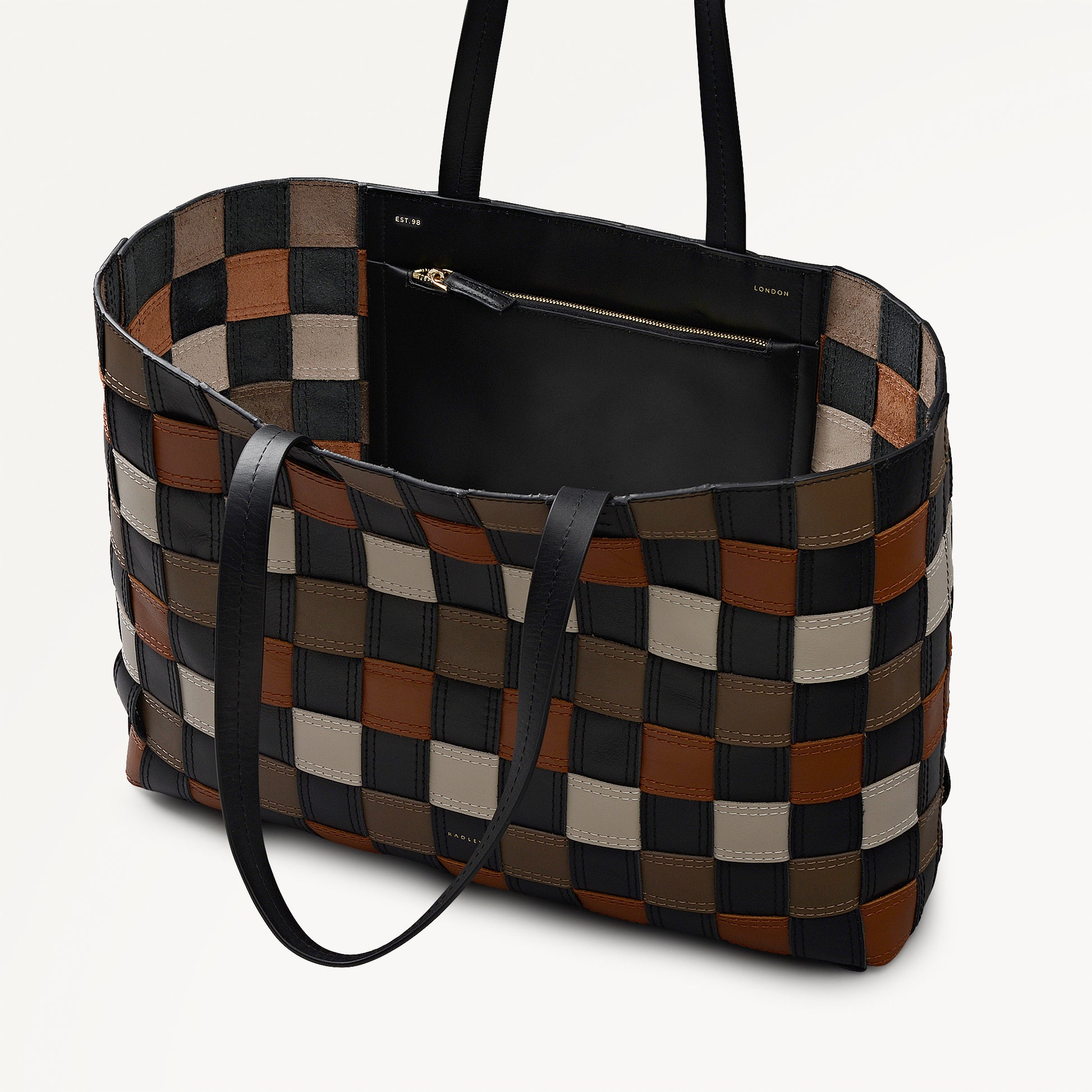 The Abbey - Patchwork Extra Large Open Top Tote Black - 113093