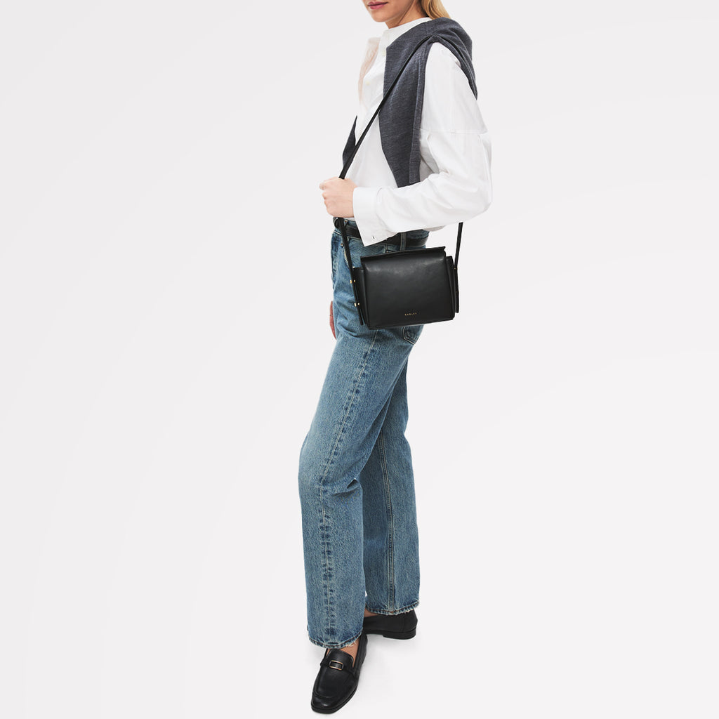 The Selina Small Flapover Cross Body Black - 113125