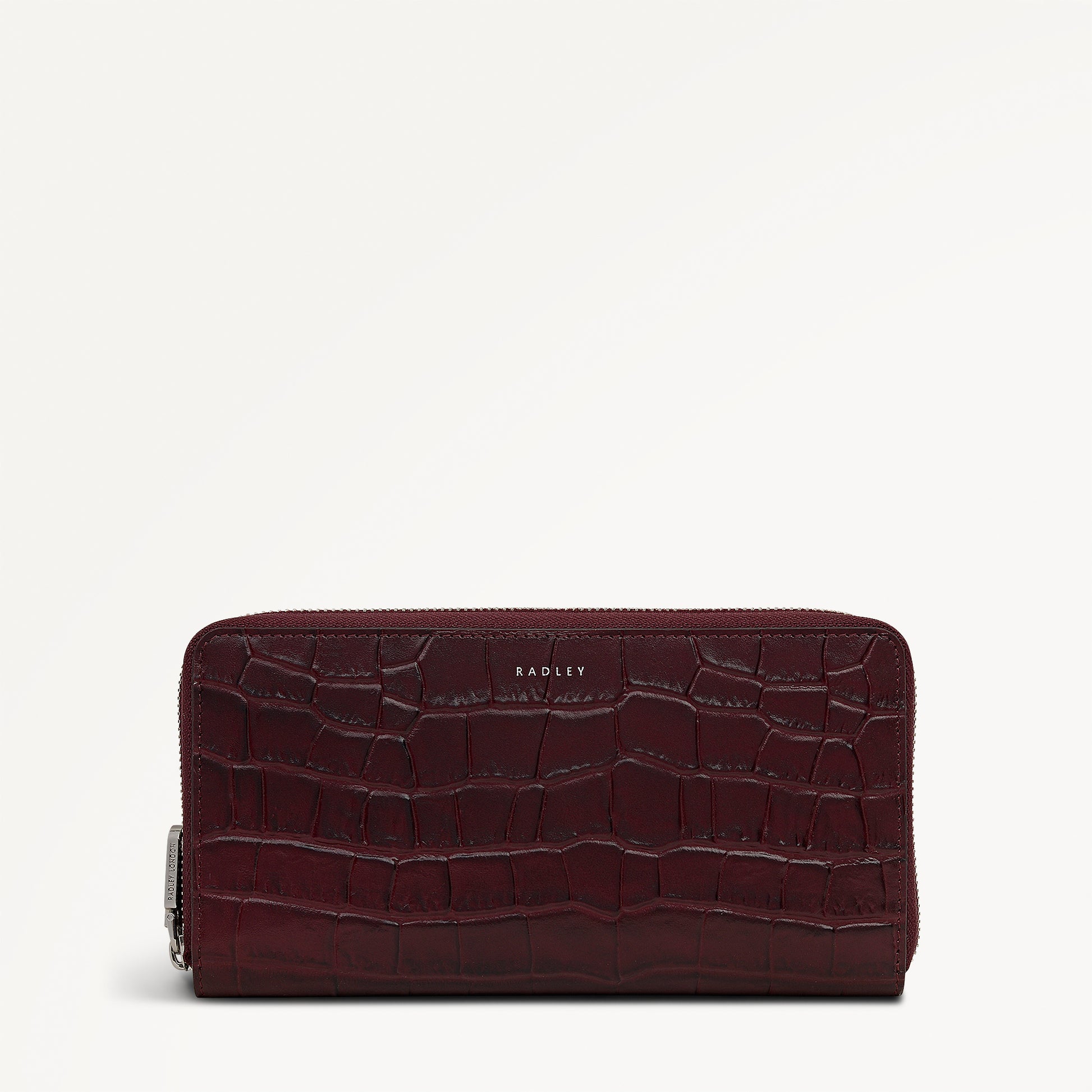 Dukes Place - Faux Croc Large Zip Around Wallet Dark Cherry - 113147