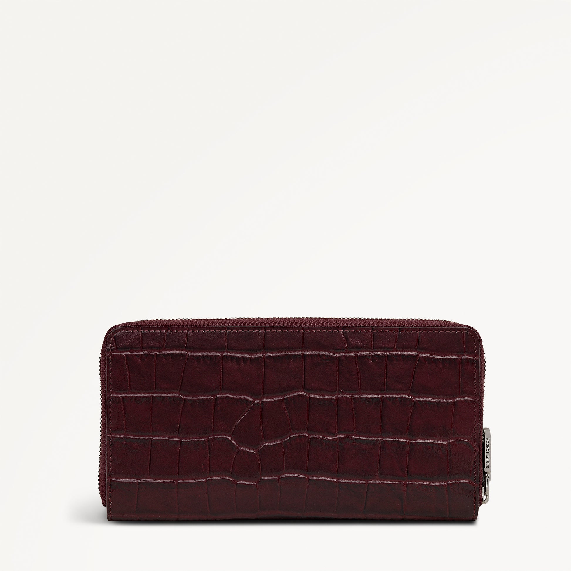 Dukes Place - Faux Croc Large Zip Around Wallet Dark Cherry - 113147
