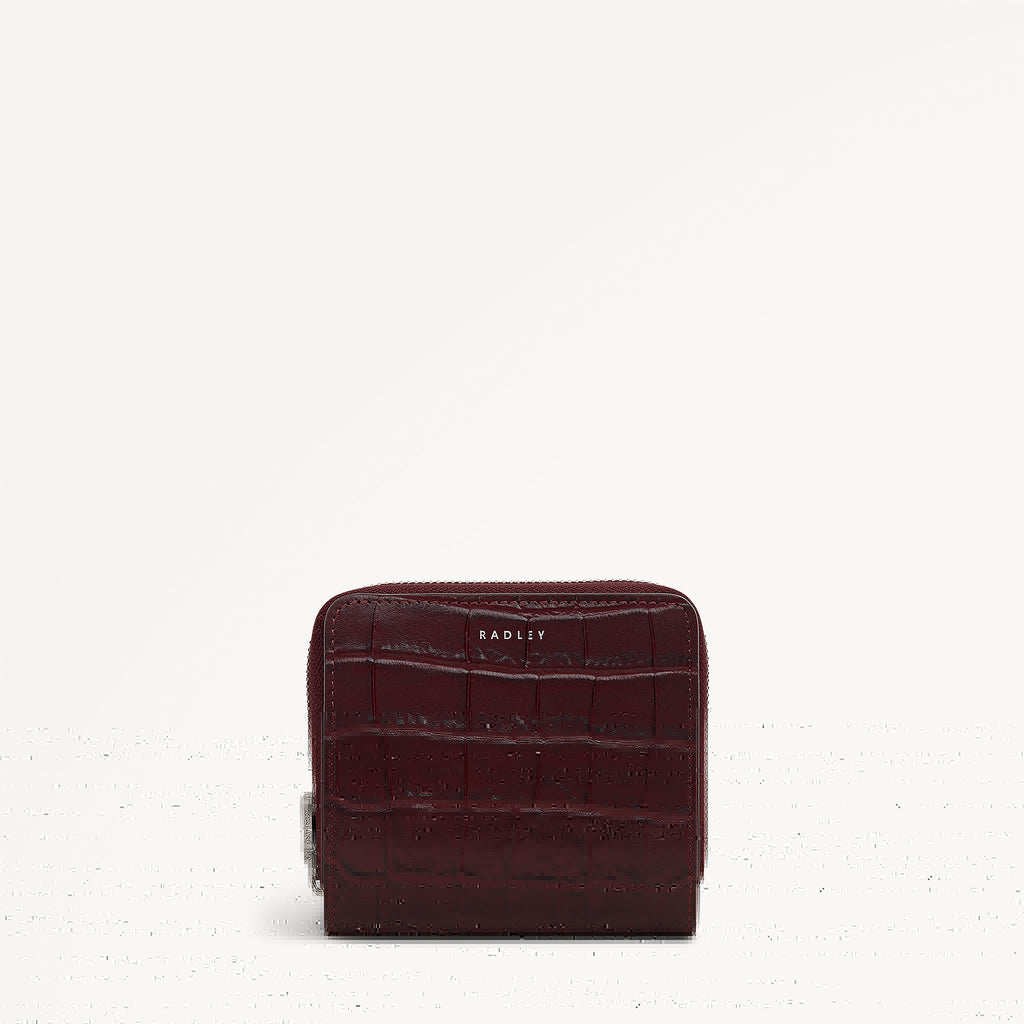 Dukes Place - Faux Croc Medium Zip Around Wallet Dark Cherry - 113148