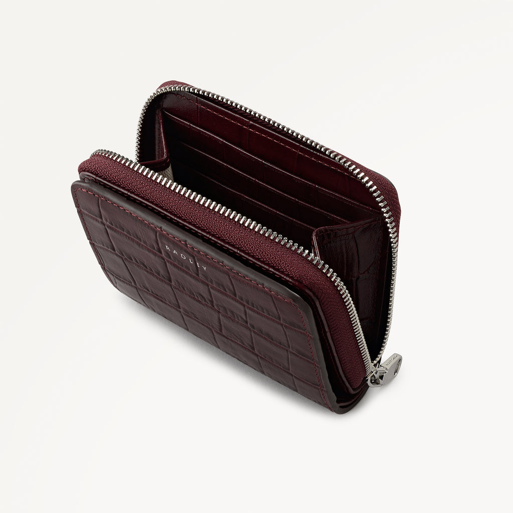 Dukes Place - Faux Croc Medium Zip Around Wallet Dark Cherry - 113148