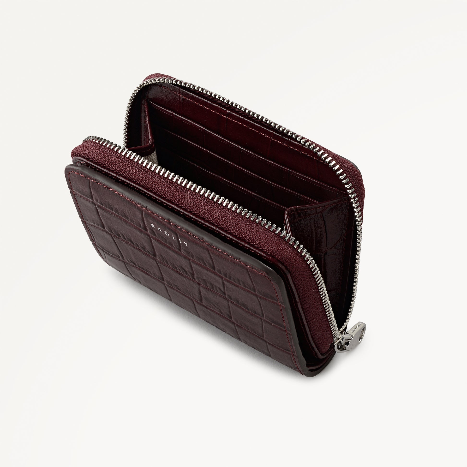 Dukes Place - Faux Croc Medium Zip Around Wallet Dark Cherry - 113148