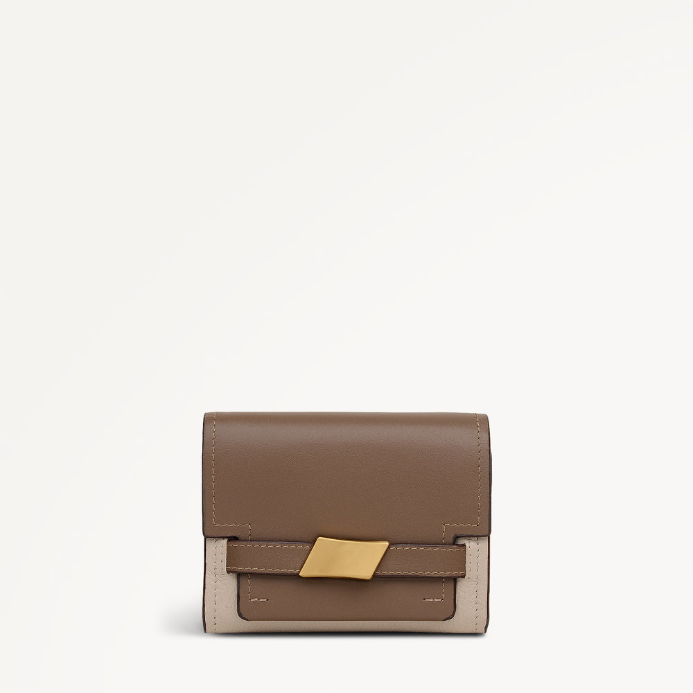 The Christina - Colourblock Medium Flapover Wallet Porcini - 113160