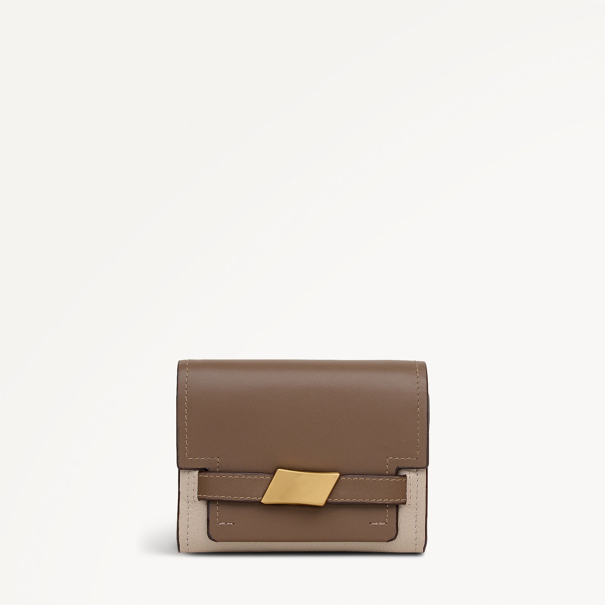 The Christina - Colourblock Medium Flapover Wallet Porcini - 113160