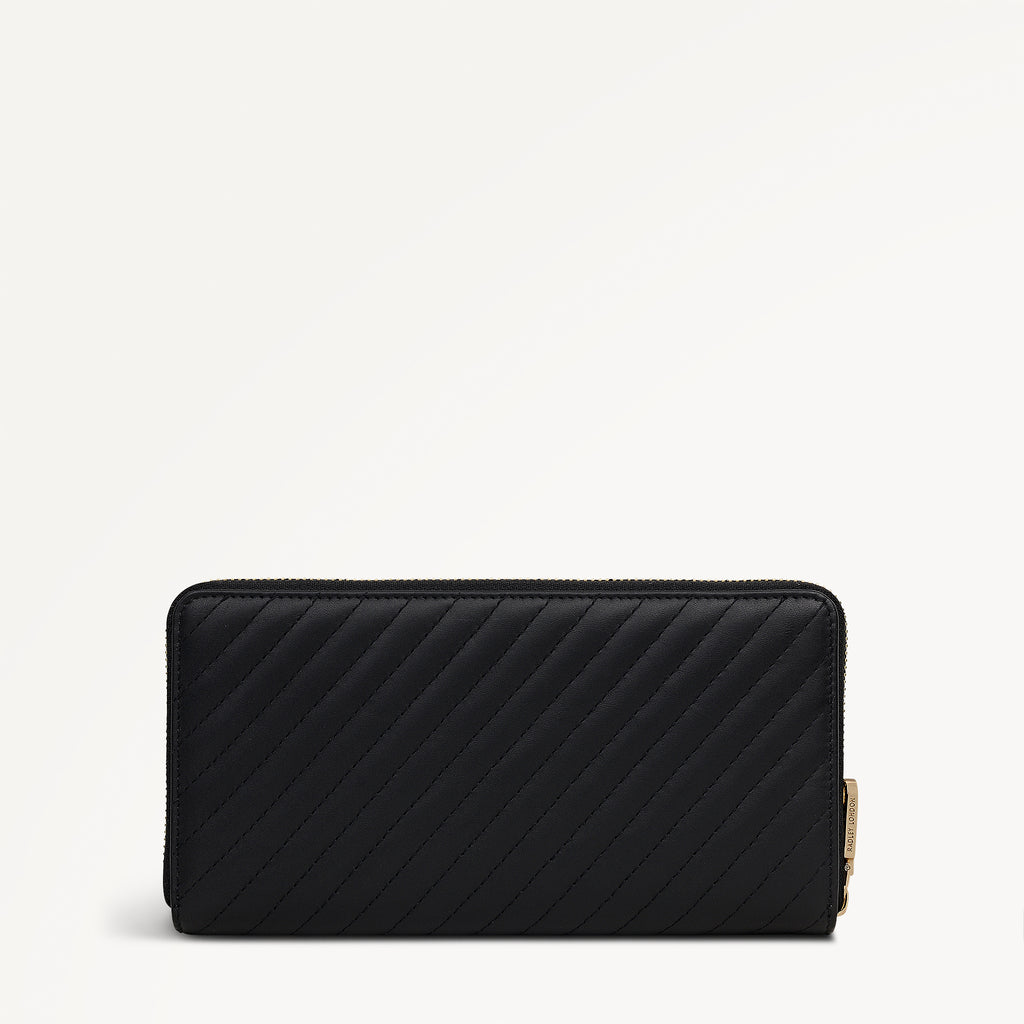 Dukes Place Quilted Large Zip Around Wallet in Black - 113165