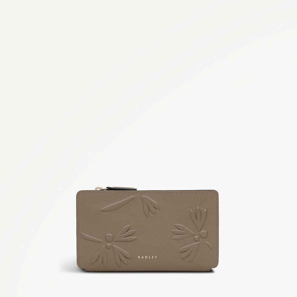 Coin Street - Debossed Medium Ziptop wallet Coffee - 113184