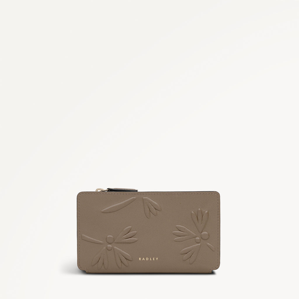 Coin Street - Debossed Medium Ziptop wallet Coffee - 113184