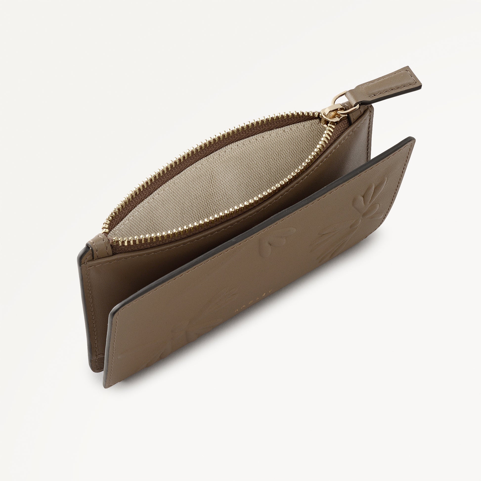 Coin Street - Debossed Medium Ziptop wallet Coffee - 113184