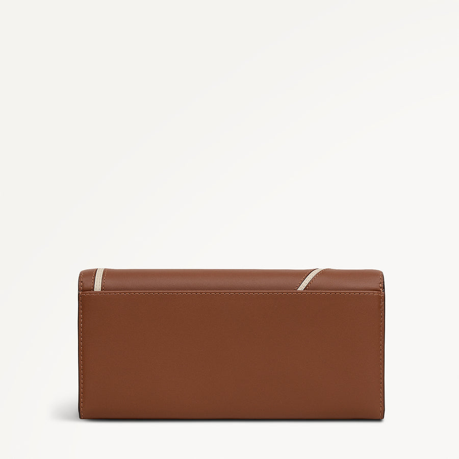 Floral Large Flapover Wallet Cognac - 113210