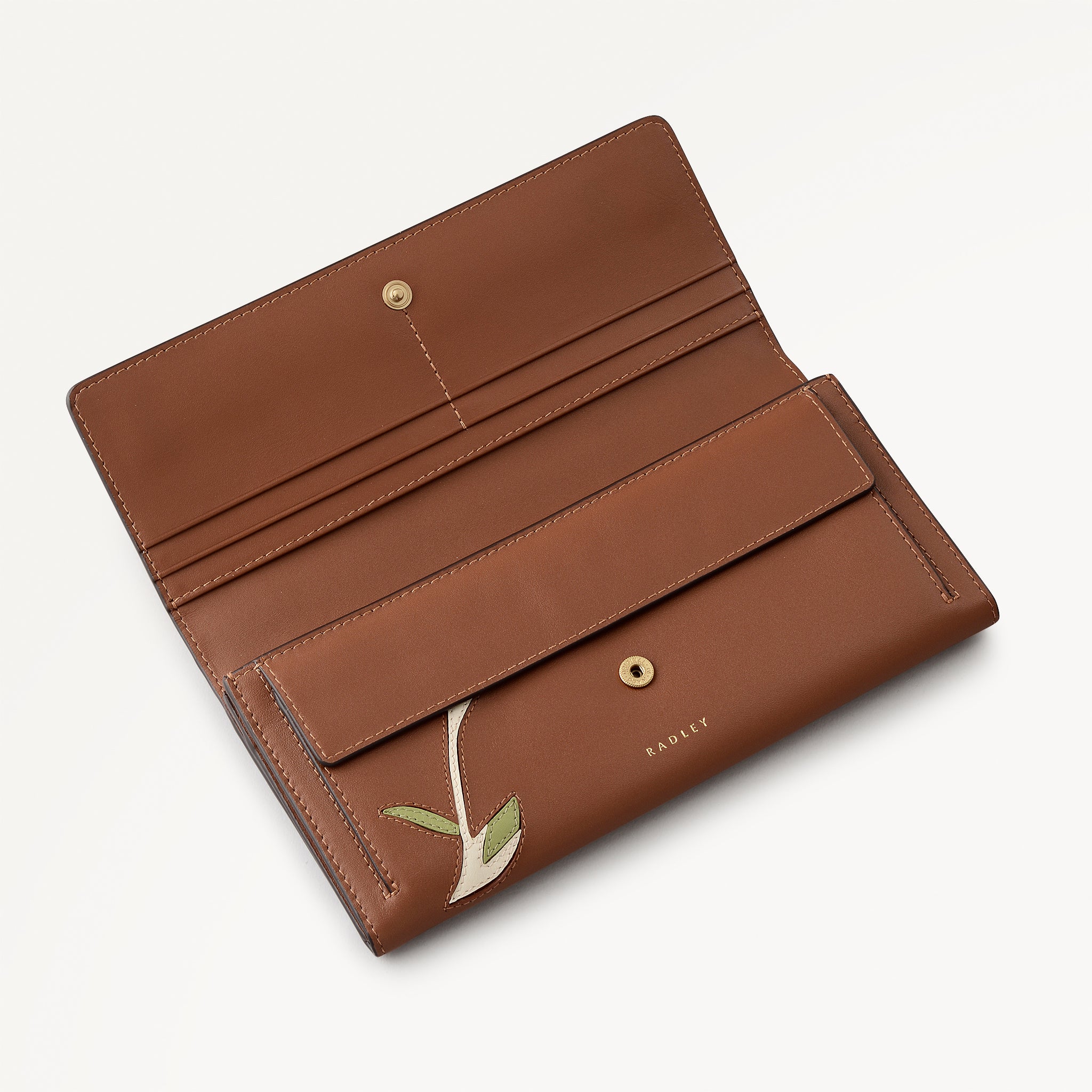 Floral Large Flapover Wallet Cognac - 113210