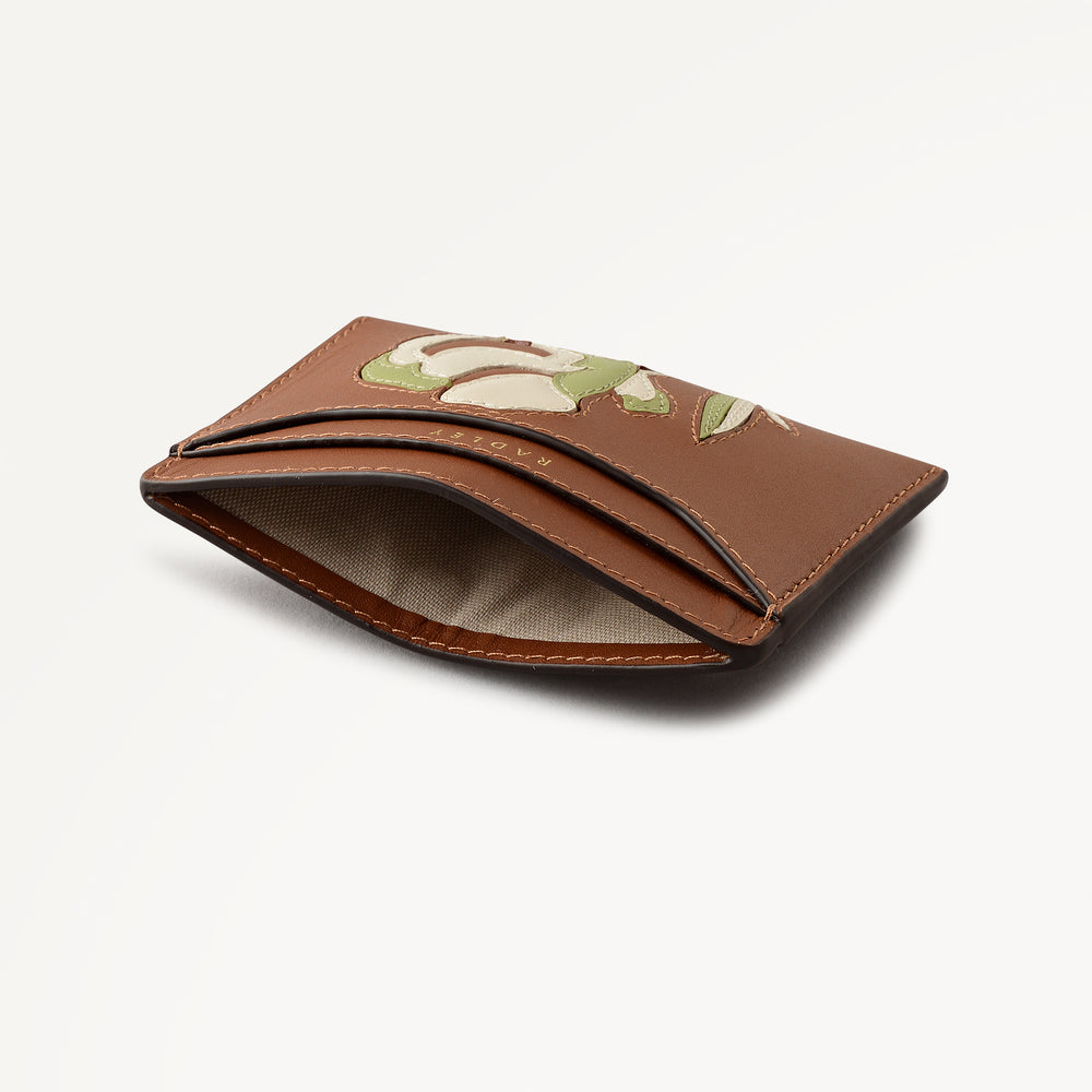 Floral Small  Card Holder Cognac - 113211