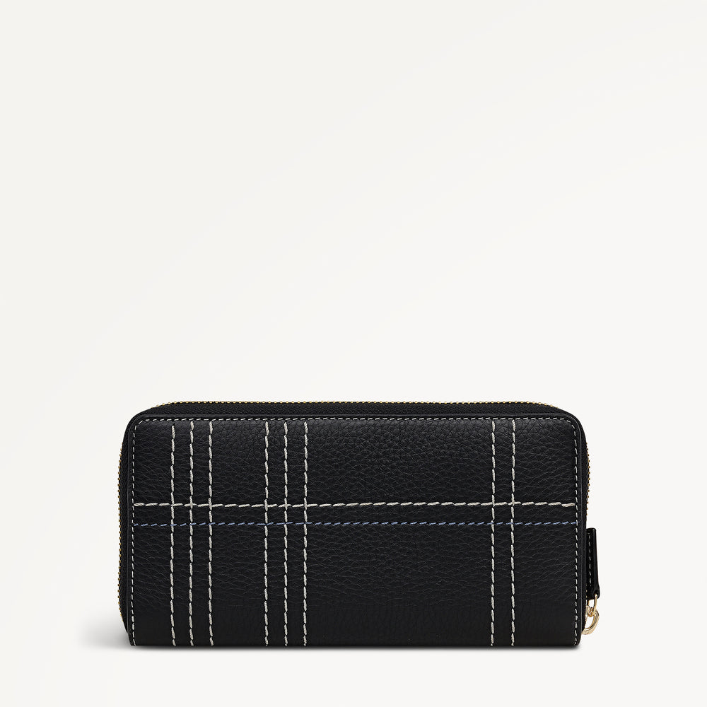 Calvert Way - Check Large Zip Around Wallet Black - 113214