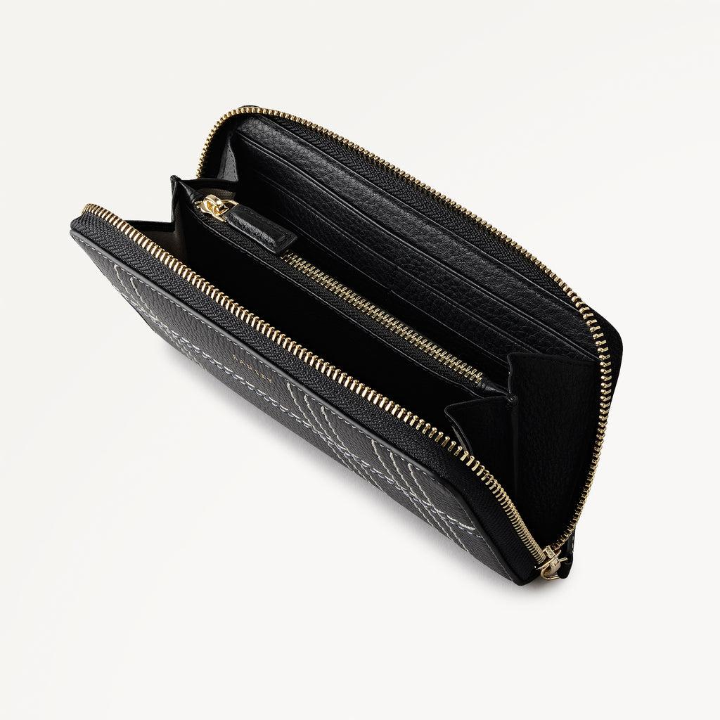 Calvert Way - Check Large Zip Around Wallet Black - 113214