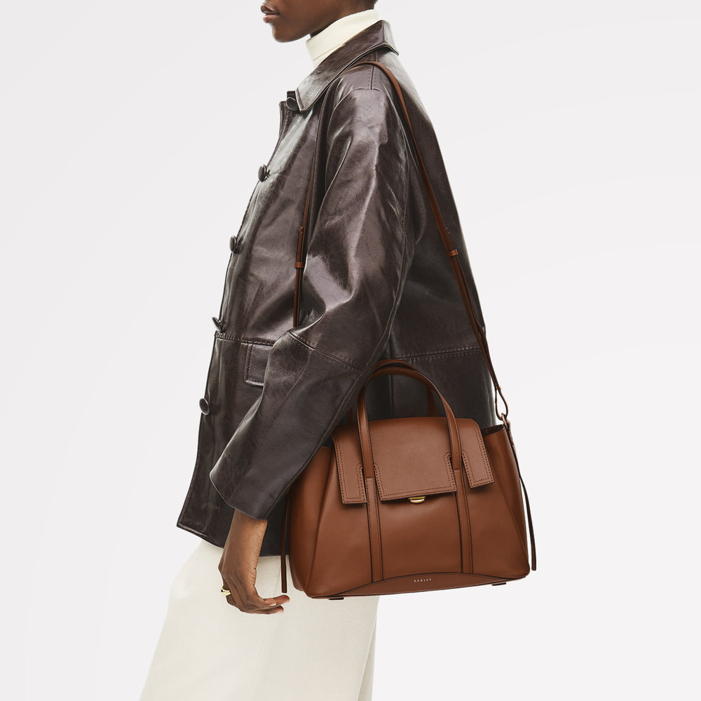 The Chancery Medium Flapover Satchel Cognac - 113239