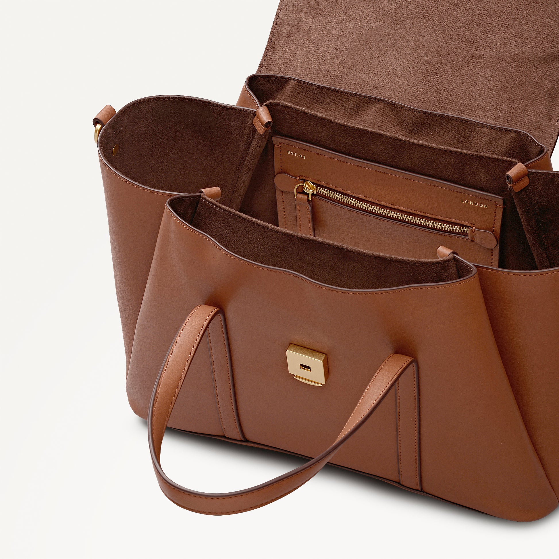 The Chancery Medium Flapover Satchel Cognac - 113239