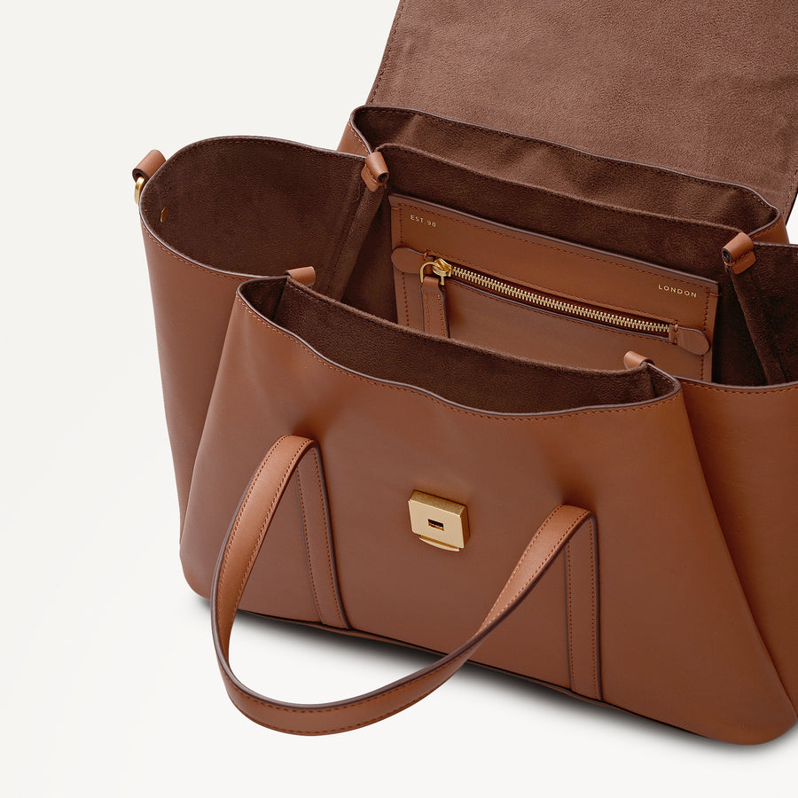The Chancery Medium Flapover Satchel Cognac - 113239