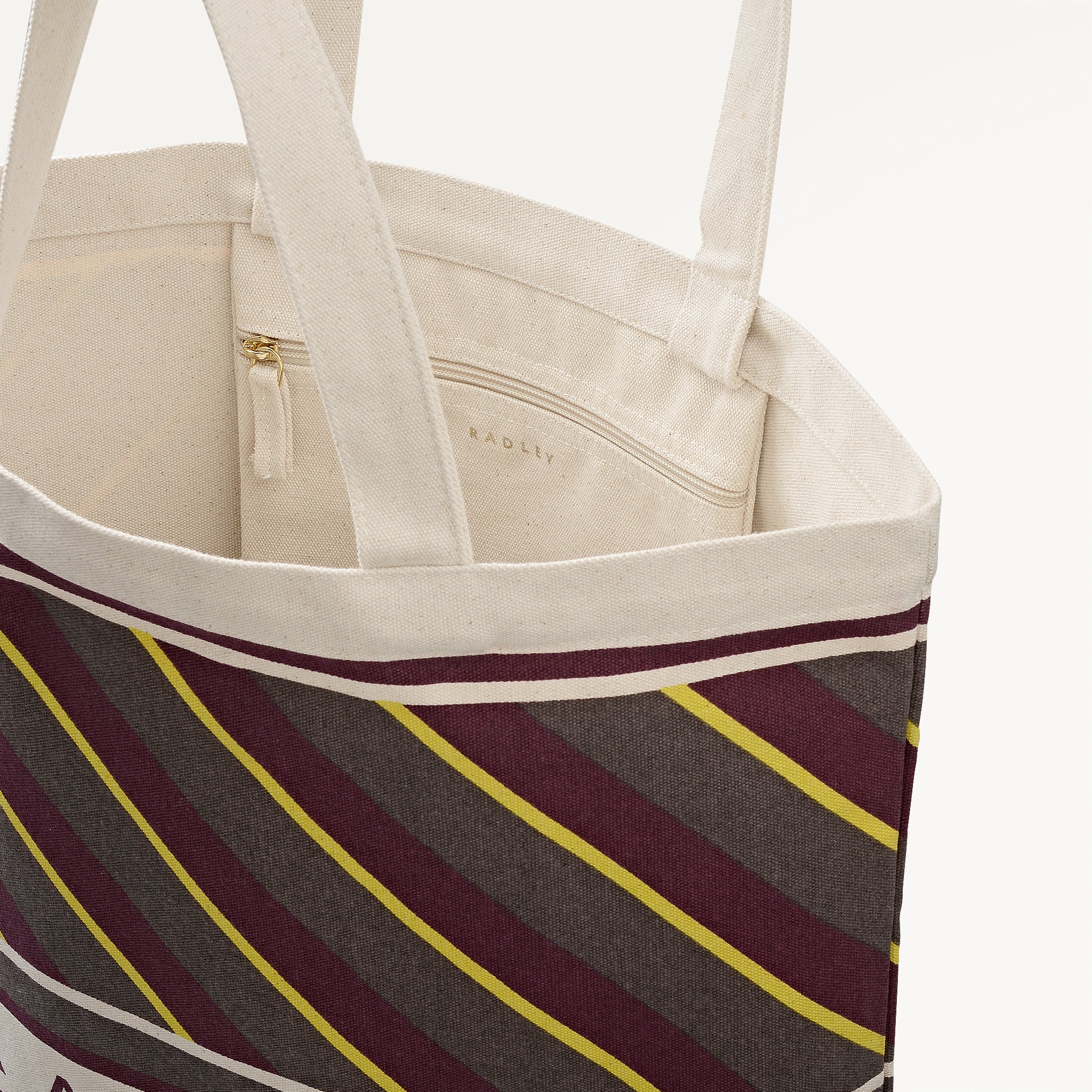 Radley Diagonal Stripe Extra Large Open Top Tote Coffee - 113252