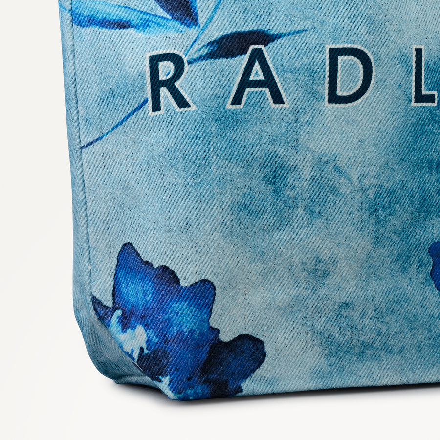 Painterly Floral Medium Open Top Tote Denim - 113271
