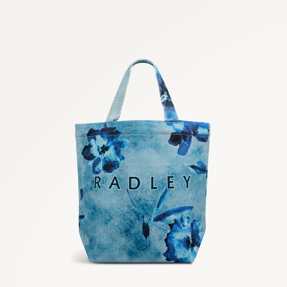 Painterly Floral Small Open Top Grab Denim - 113272