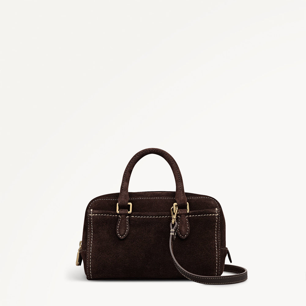 Portland Way - Suede Mini Zip Around Grab Dark Oak - 113289 Ohf/112/04