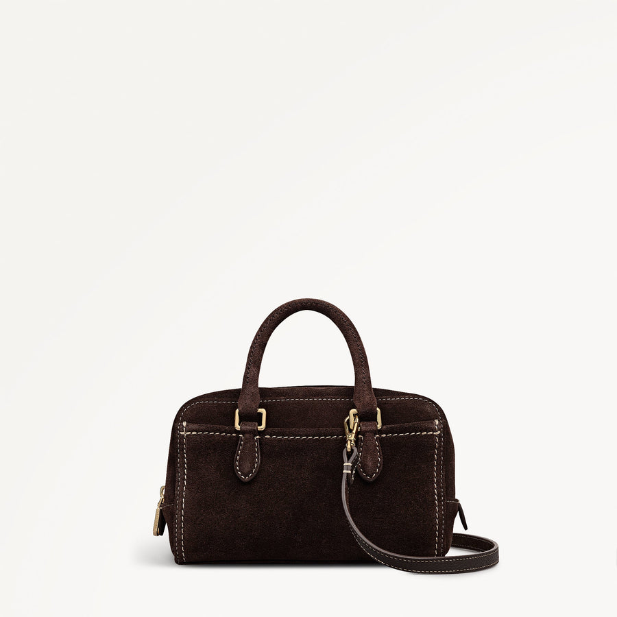 Portland Way - Suede Mini Zip Around Grab Dark Oak - 113289 Ohf/112/04