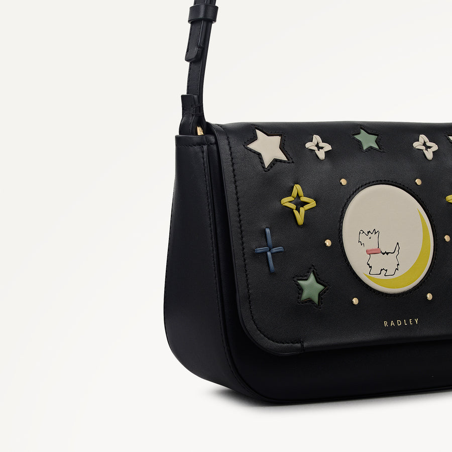 To The Moon Small Flapover Cross Body Black - 113297