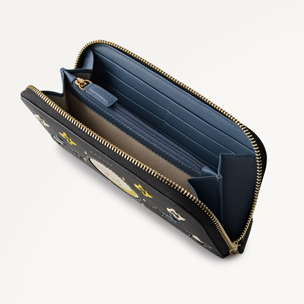To The Moon Large Zip Around Wallet Black - 113304