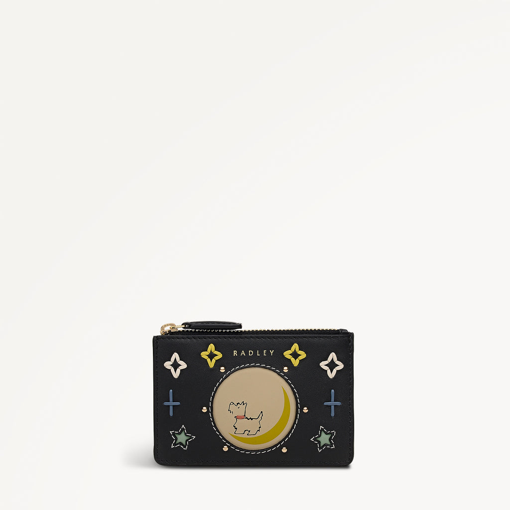 To The Moon Small Zip Card & Coin Holder Black - 113306
