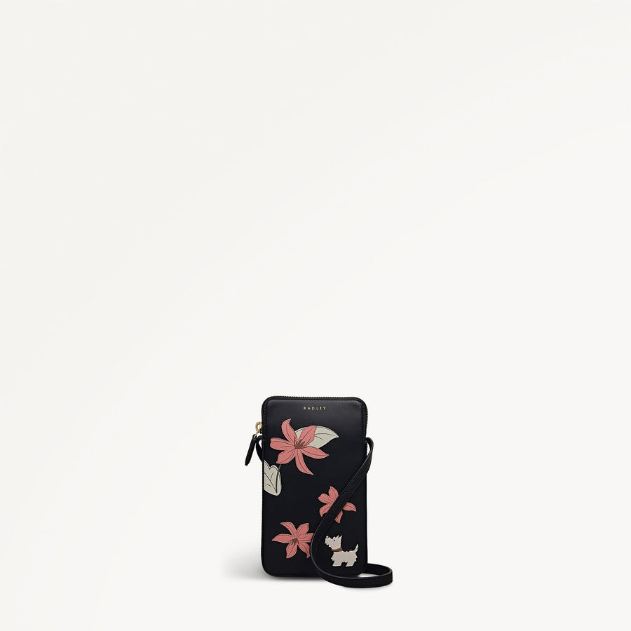 Pretty Petals Medium Phone Cross Body Black - 113350