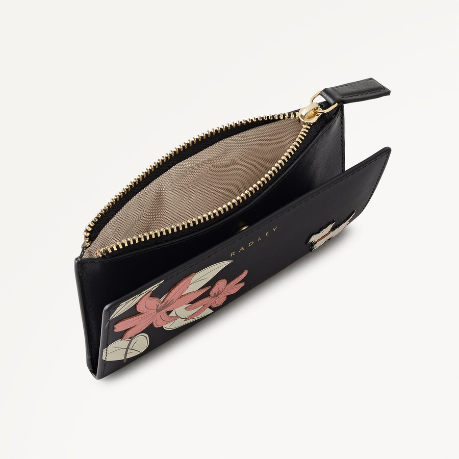 Pretty Petals Medium Ziptop Purse Black - 113351