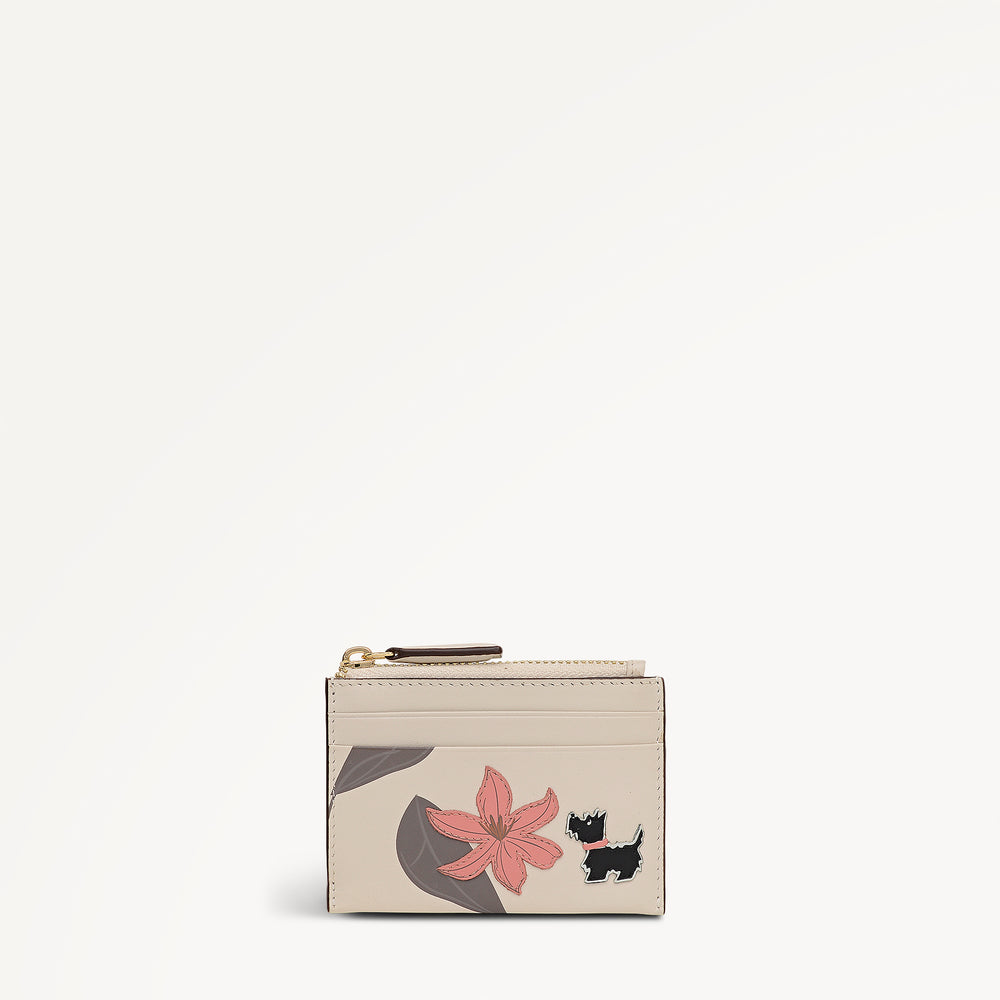 PRETTY PETALS SMALL ZIP CARD & COIN HOLDER SALT