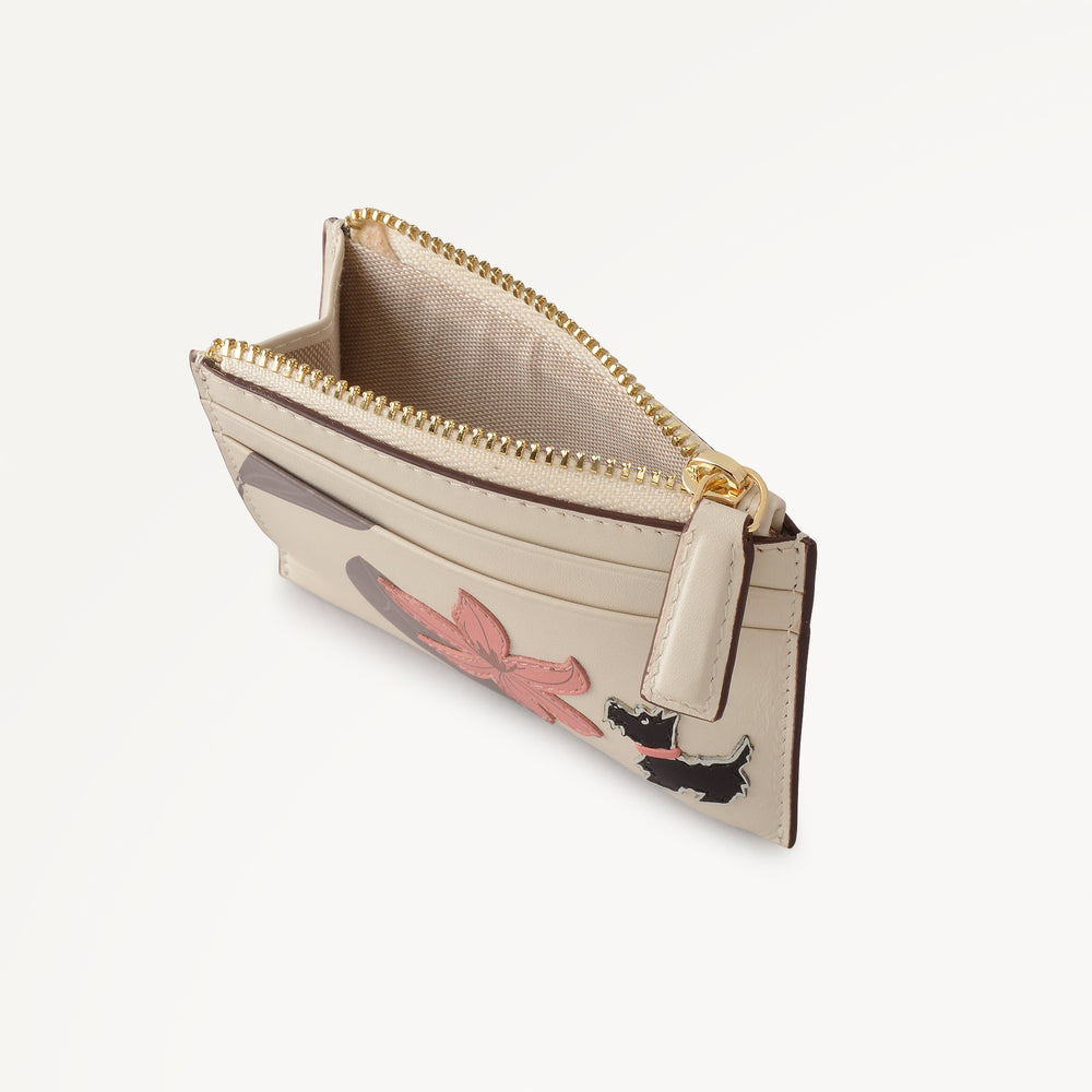 PRETTY PETALS SMALL ZIP CARD & COIN HOLDER SALT