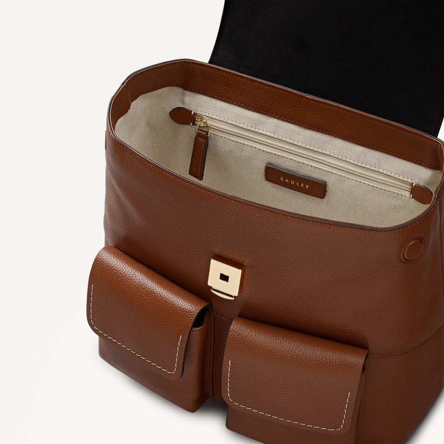 Burton Way Medium Flapover Backpack Cognac - 113395