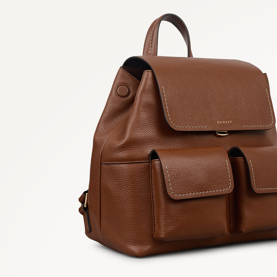 Burton Way Medium Flapover Backpack Cognac - 113395