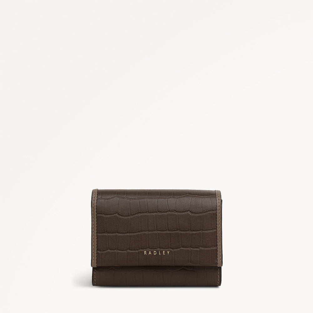 Alba Place - Faux Croc Medium Flapover wallet Coffee - 113419