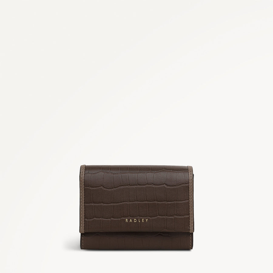 Alba Place - Faux Croc Medium Flapover wallet Coffee - 113419