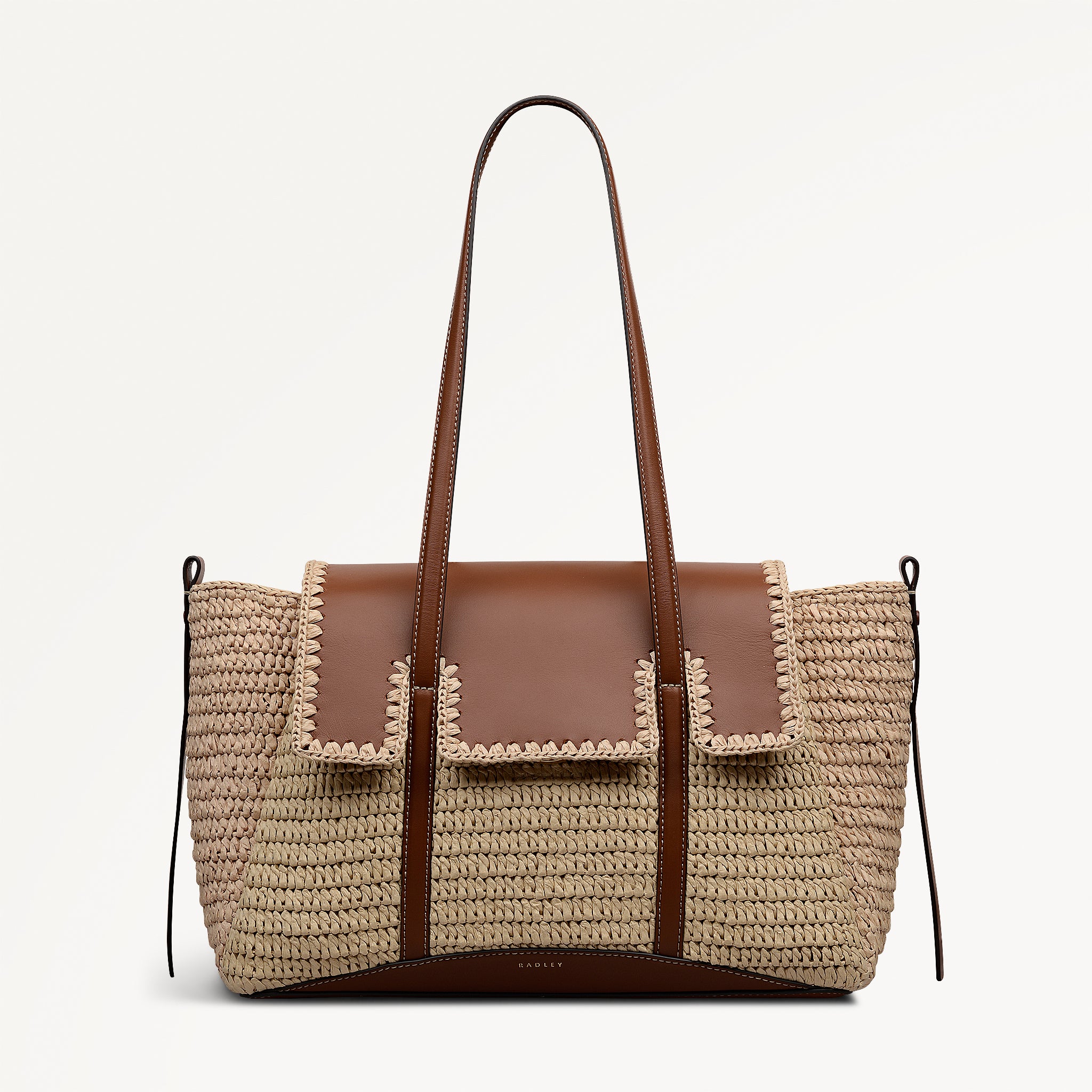 The Chancery - Raffia Medium Flapover Shoulder Natural - 113456