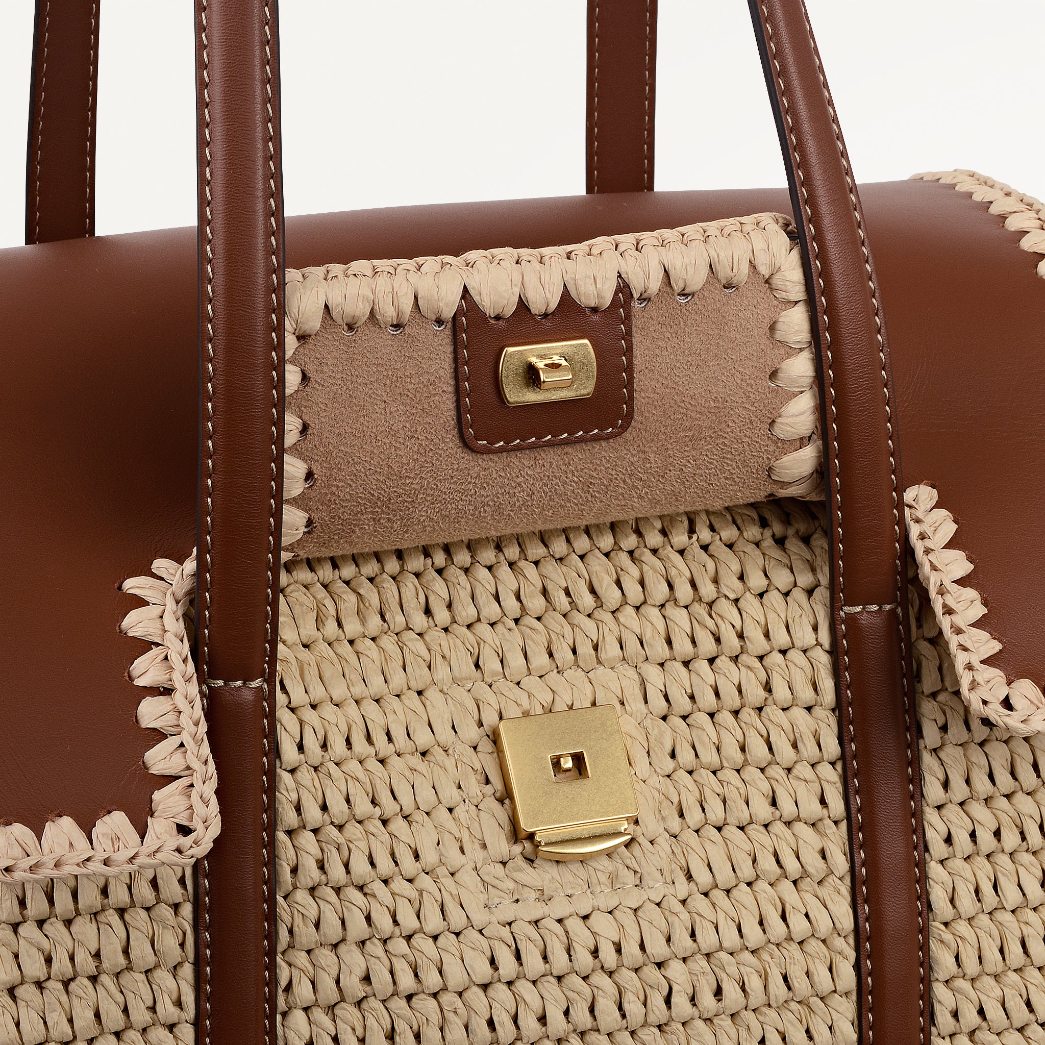 The Chancery - Raffia Medium Flapover Shoulder Natural - 113456