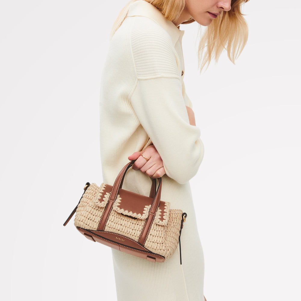 The Chancery - Raffia Small Flapover Satchel Natural - 113457