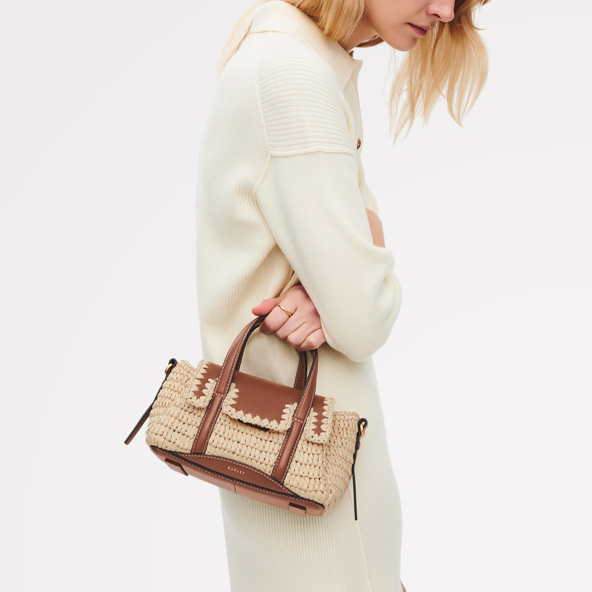 The Chancery - Raffia Small Flapover Satchel Natural - 113457