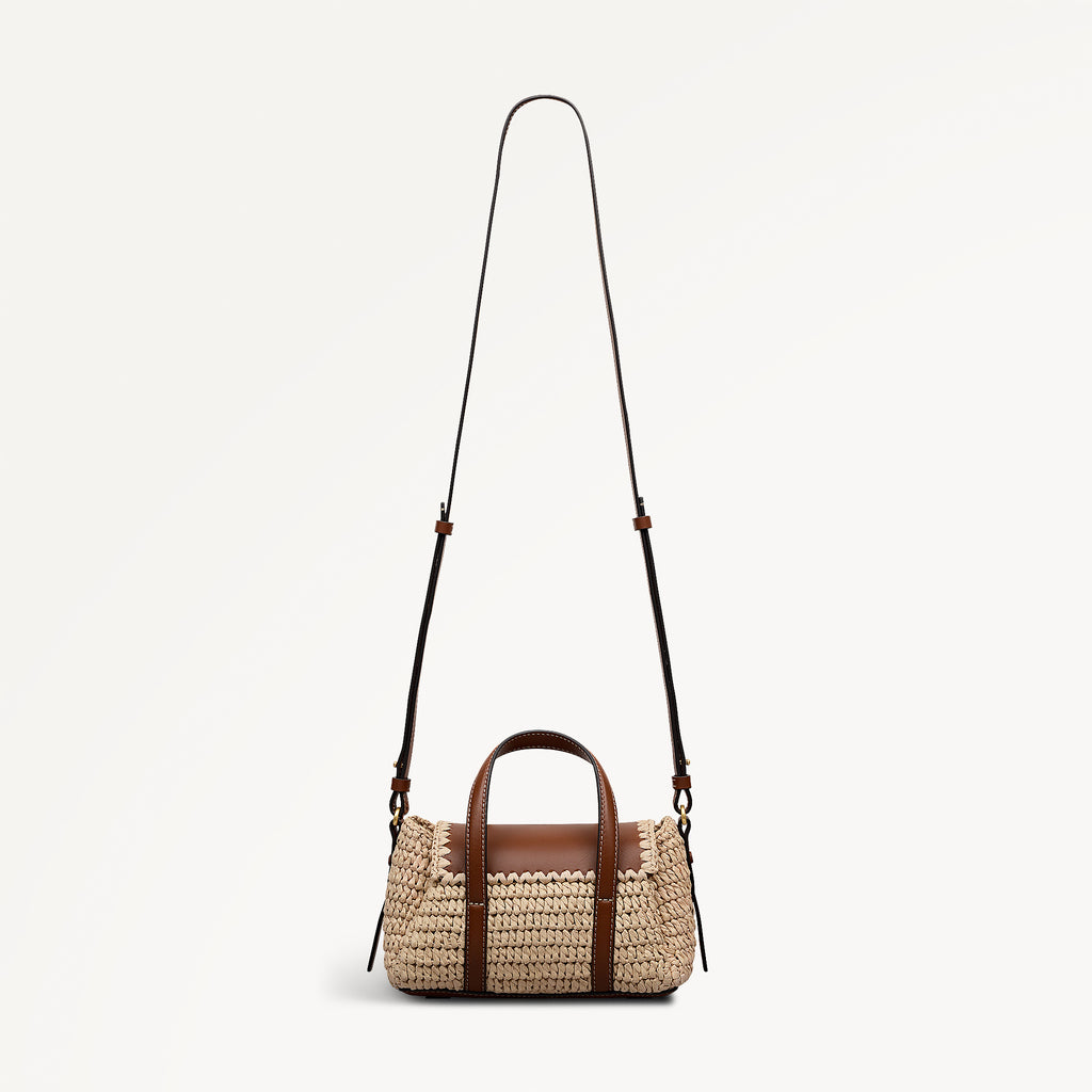 The Chancery - Raffia Small Flapover Satchel Natural - 113457