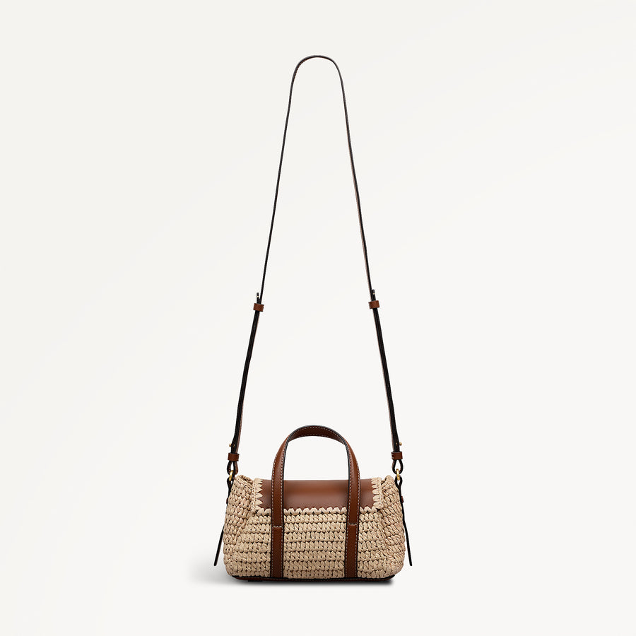 The Chancery - Raffia Small Flapover Satchel Natural - 113457
