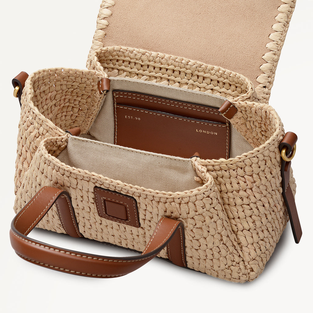 The Chancery - Raffia Small Flapover Satchel Natural - 113457