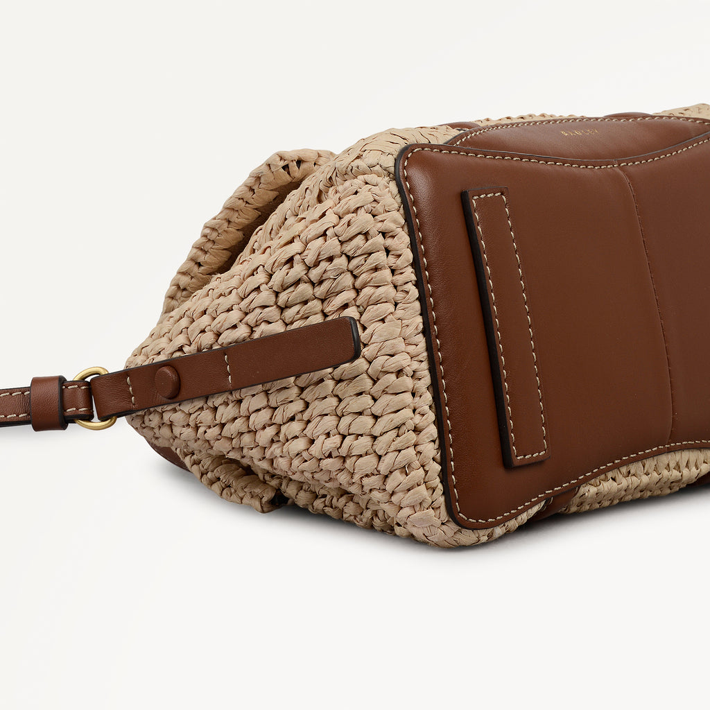 The Chancery - Raffia Small Flapover Satchel Natural - 113457