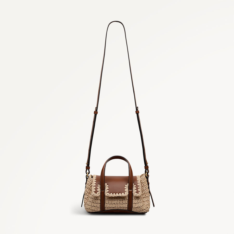 The Chancery - Raffia Small Flapover Satchel Natural - 113457