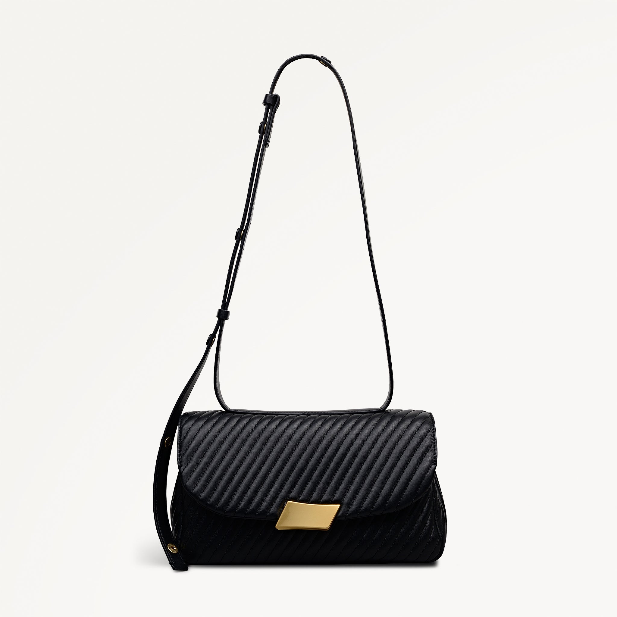 The Belsize - Quilt Medium Flapover Cross Body Black - 113472